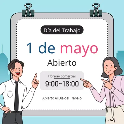 Un sencillo anuncio en azul claro y gris para el Día del Trabajo