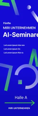 Künstliche Intelligenz AI dekoratives Element Banner Design mit blauem Hintergrund Corporate Institution Seminar Firma Alphabet Englisch