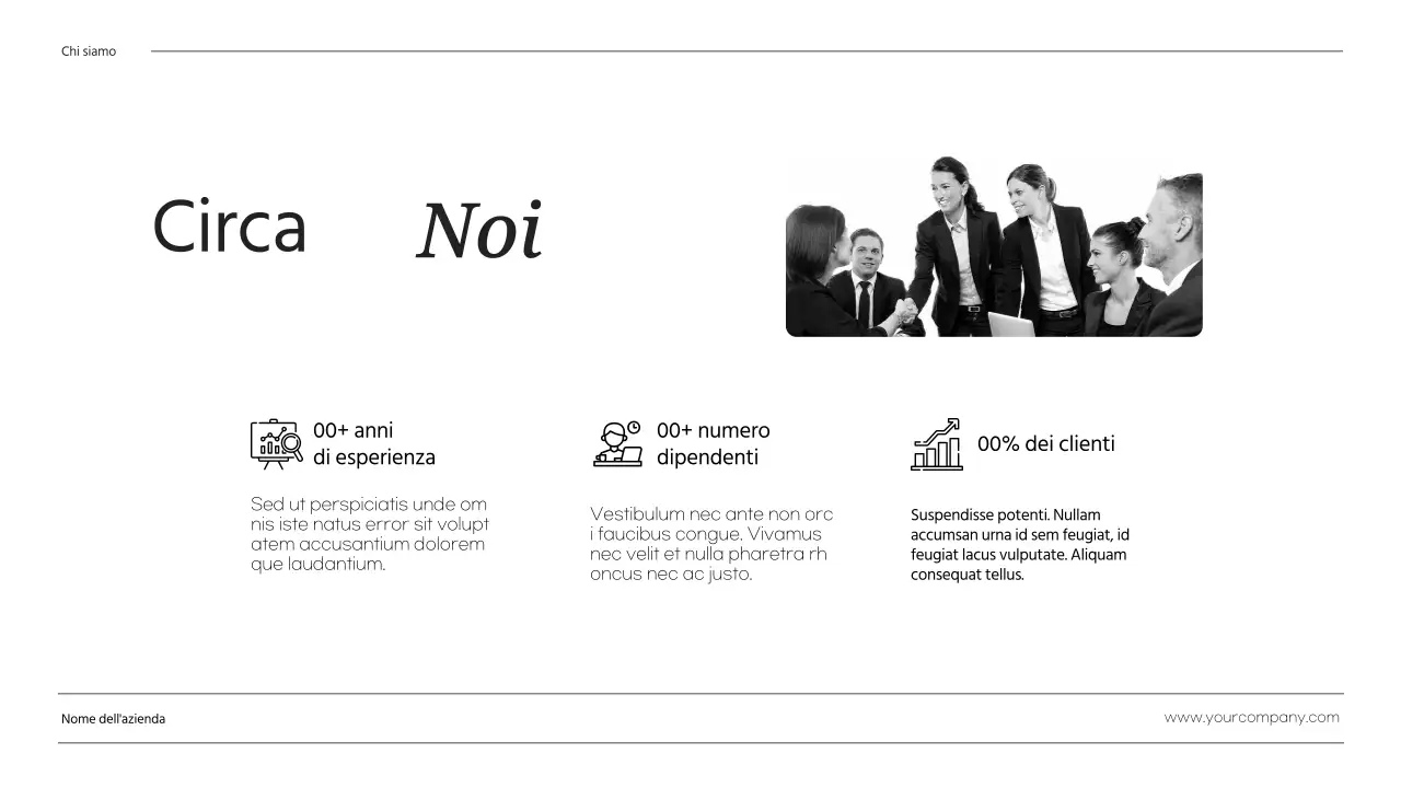 Nero bianco minimalista Business Chi siamo