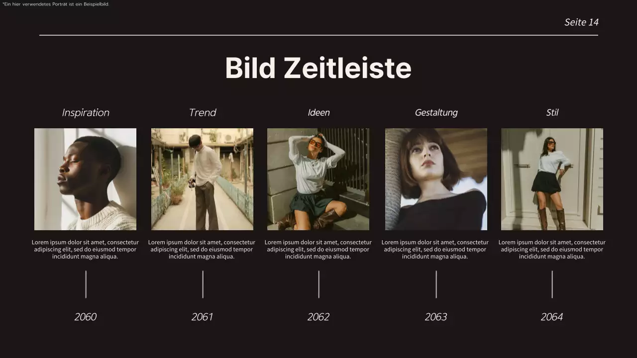 Trend-Präsentationsseiten in Beige und Schwarz mit verschiedenen Layouts Product Pitch