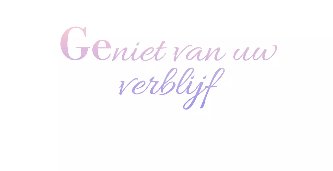 Een stijlvol ogend reisbureau met schreefse tekst met kleurverloop