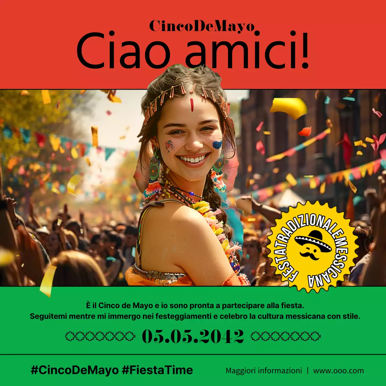 Tendenza rossa e verde Cinco de Mayo Pubblicità