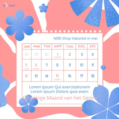 Een pop-art vakantieaankondiging in roze en blauw