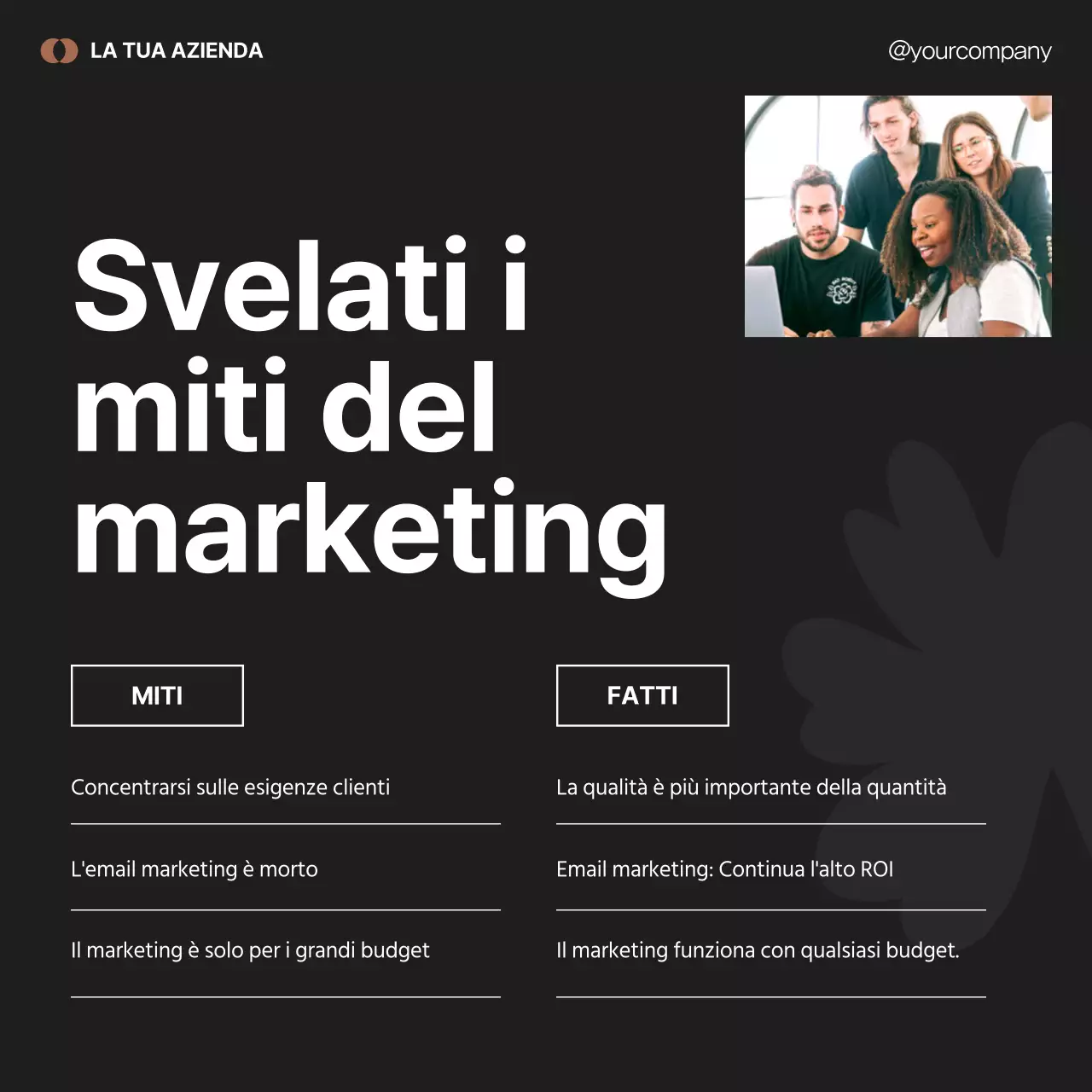 Pubblicità di marketing minimalista in nero e verde
