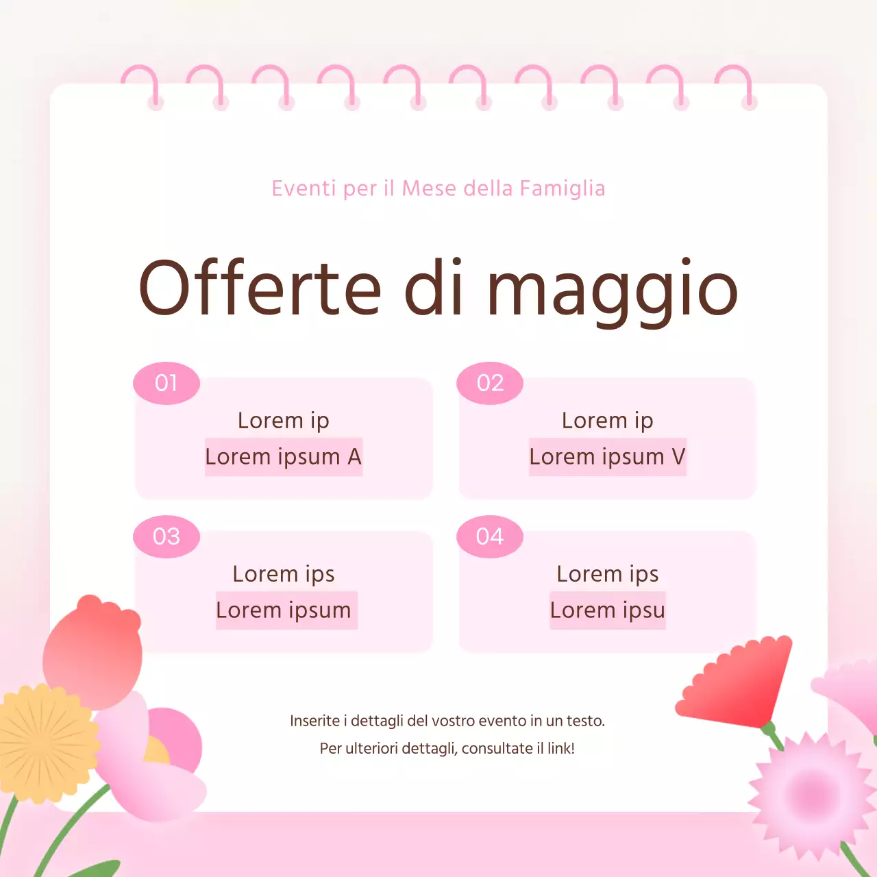 Promuovere i feed di social media marketing del Mese della Casa Moderna in rosa e rosso