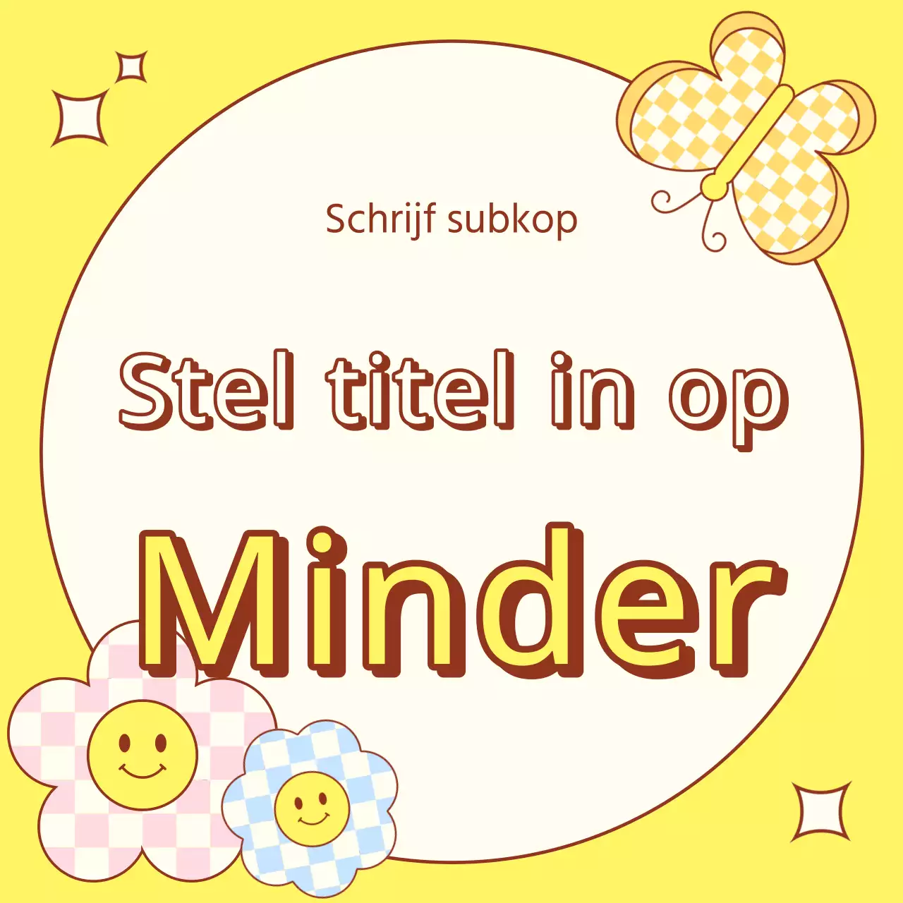 Kitscherige lenteaankondiging in geel en lichtblauw