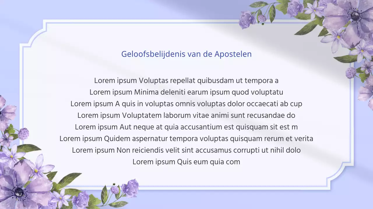 De eenvoudige kerkdienstaankondiging van Borah en Lavendel