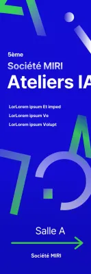 Intelligence artificielle AI élément décoratif bannière sur fond bleu institution séminaire entreprise alphabet anglais