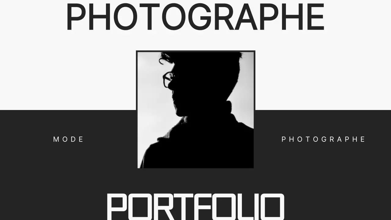 Portfolio de photographe minimaliste noir et gris