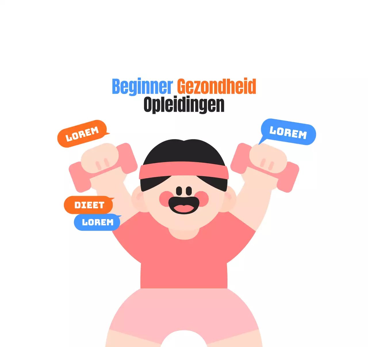 Een eenvoudige witte en blauwe sportschoolreclame