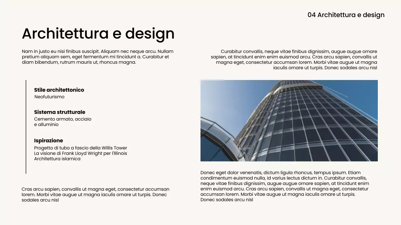 Relazione architettonica minimale in bianco e nero