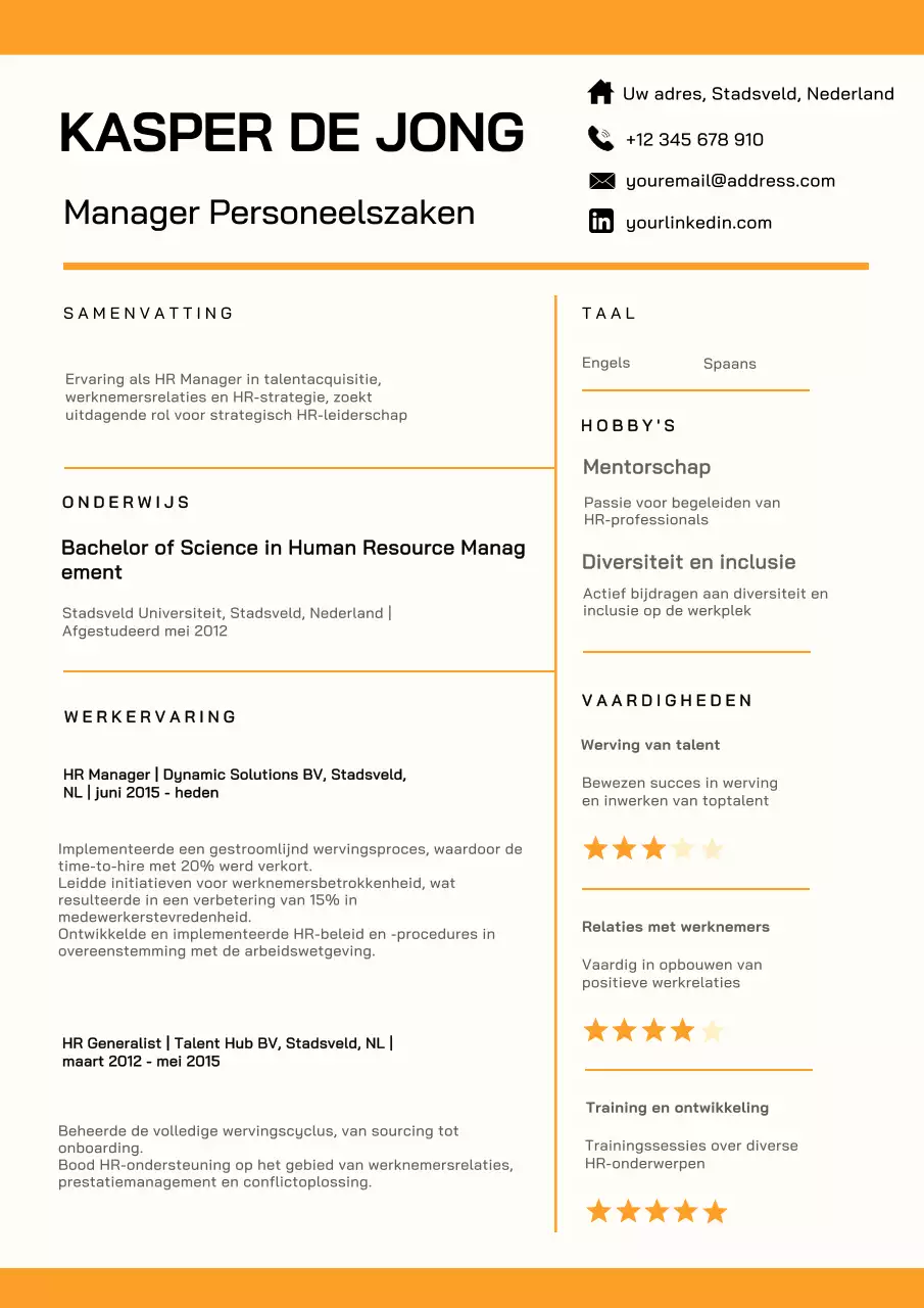 Geel en Wit Eenvoudig Portfolio Personeelsmanager