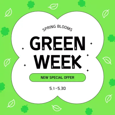 Green Trendy Spring Promotion Social Media Post
