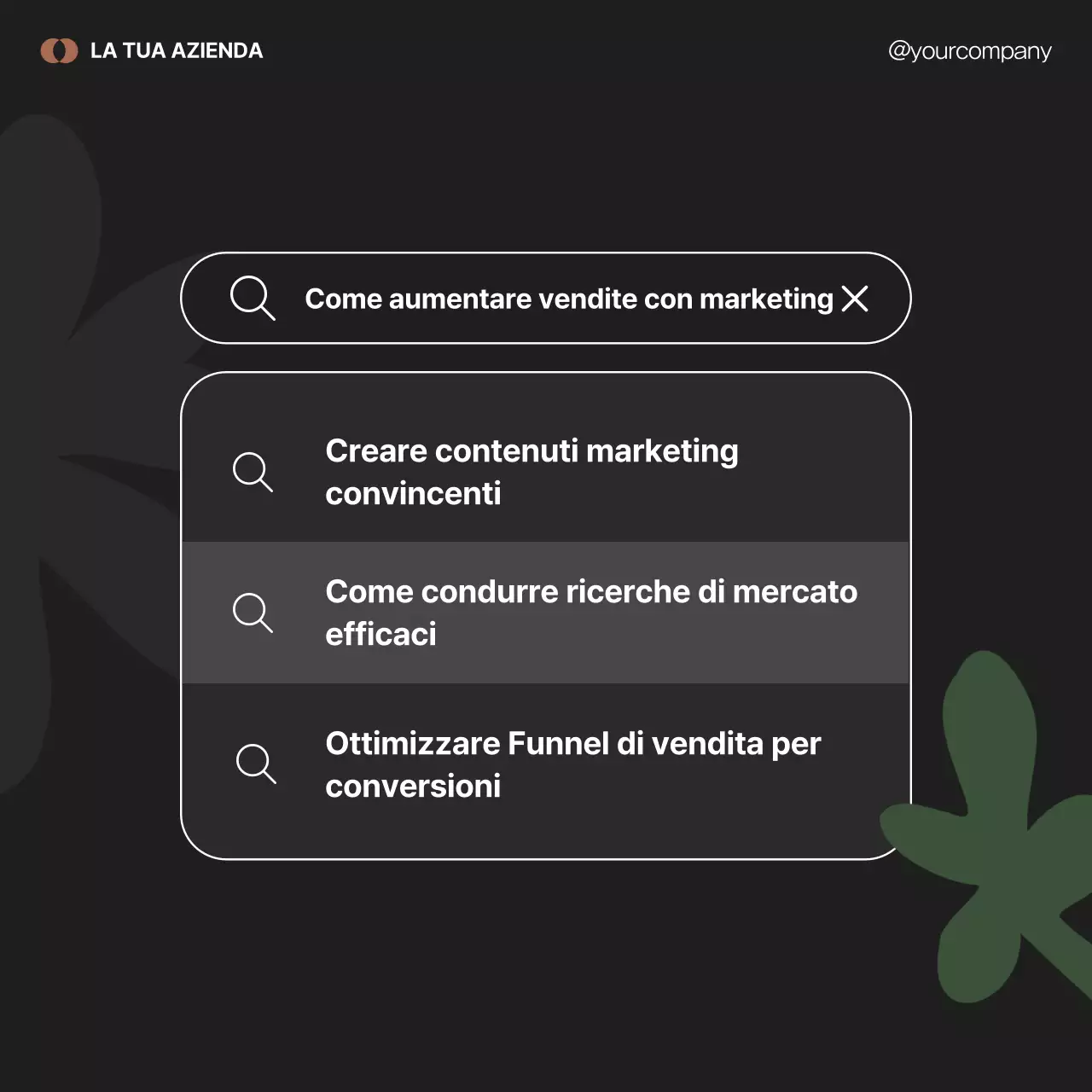 Pubblicità di marketing minimalista in nero e verde