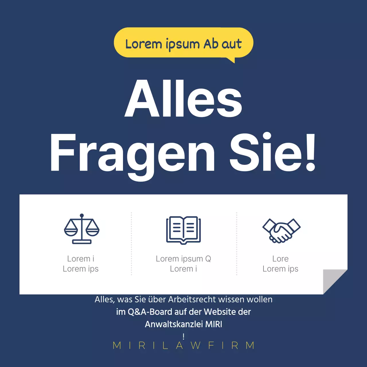 Eine einfache arbeitsrechtliche Beratung in Gelb und Marineblau