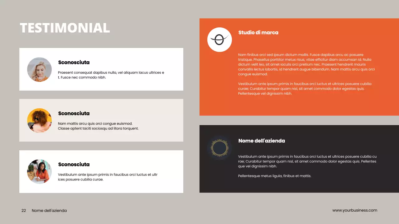 Grigio Arancione Minimal Clean Progetto Pitch Deck Proposta