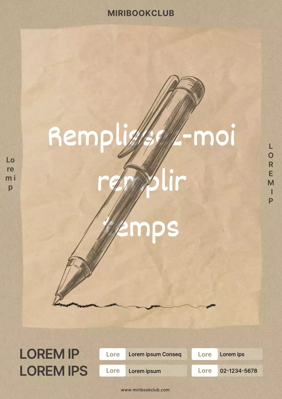 Affiche promotionnelle vintage de cours d'écriture en beige