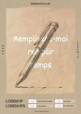 Affiche promotionnelle vintage de cours d'écriture en beige