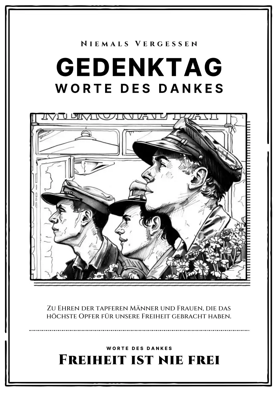 Werben Sie für einen klassischen Memorial Day in Weiß und Schwarz