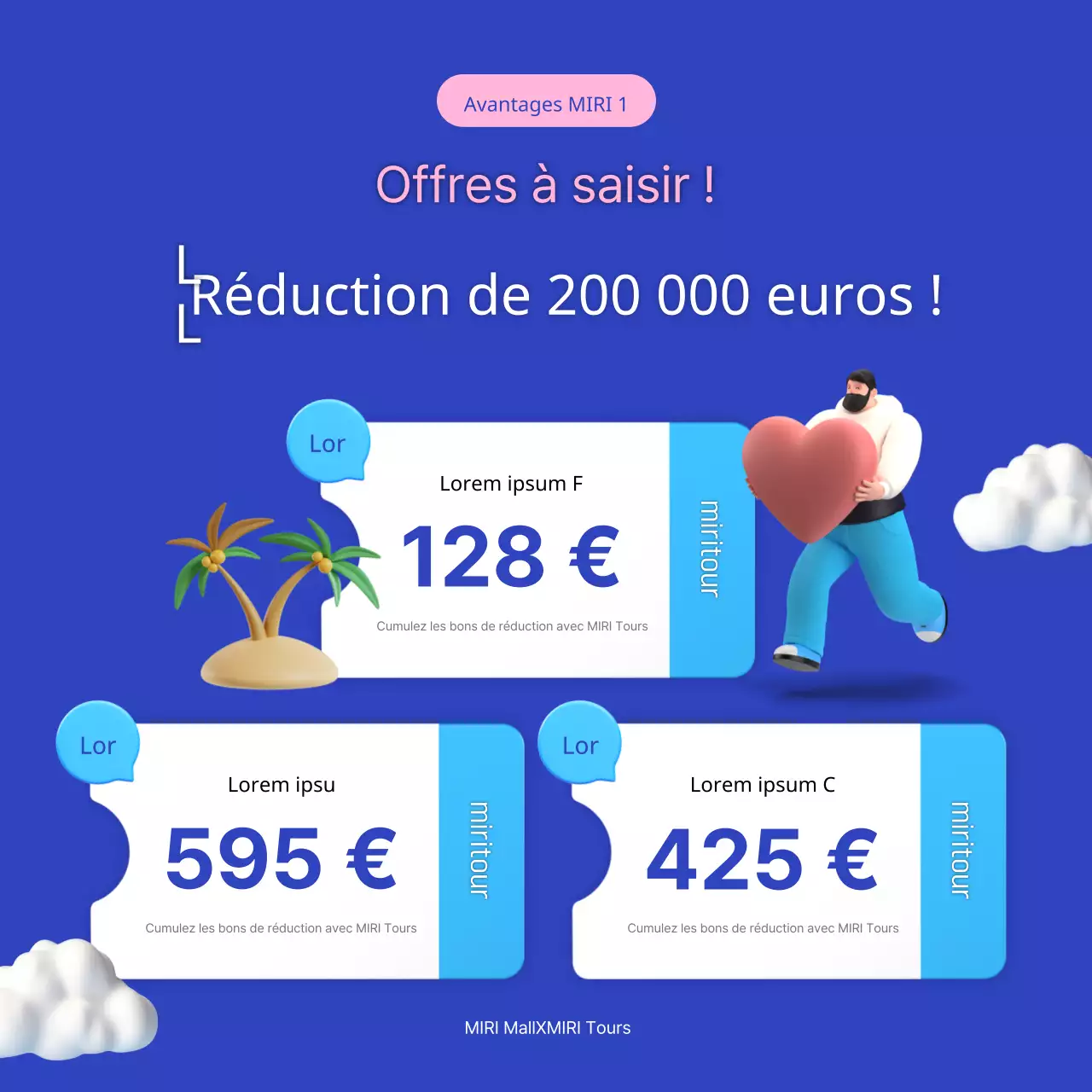 Promouvoir les forfaits de voyage bleu marine et rose