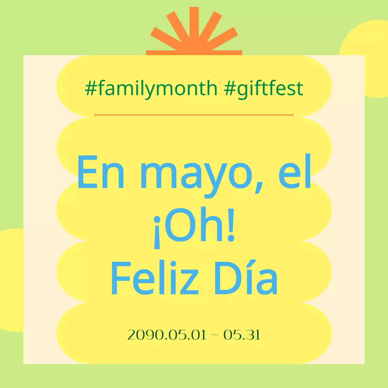 Promocione la venta de regalos del Mes del Hogar Amarillo y Verde