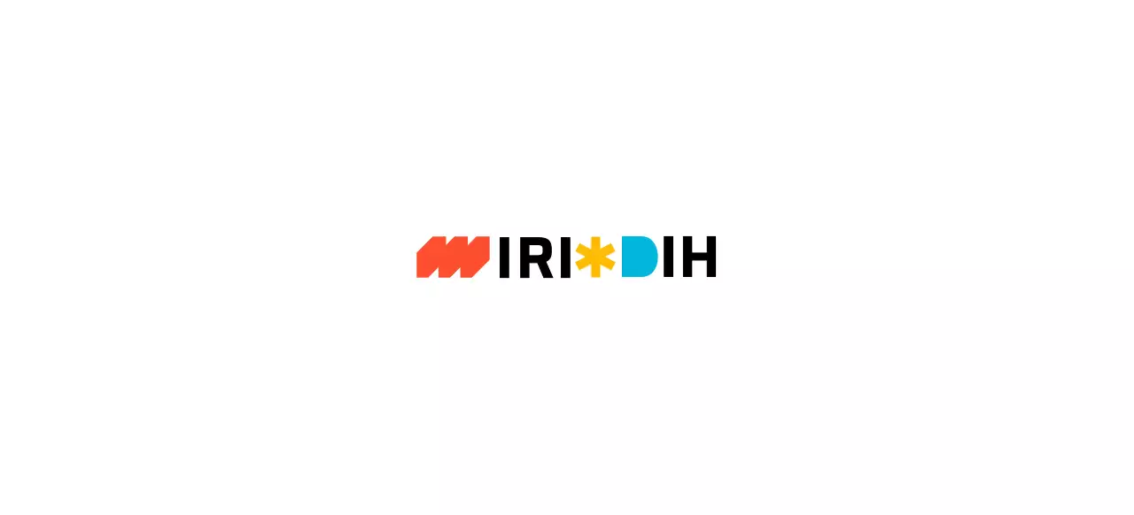 Un logo composé d'un mélange de formes simples et d'alphabets en différentes couleurs et en noir.