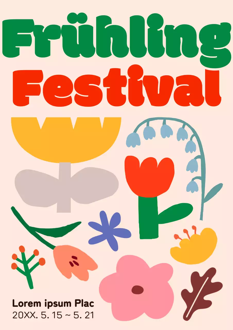 Werbeplakat für ein Pop-Art-Konzeptfestival in Grün und Rot.