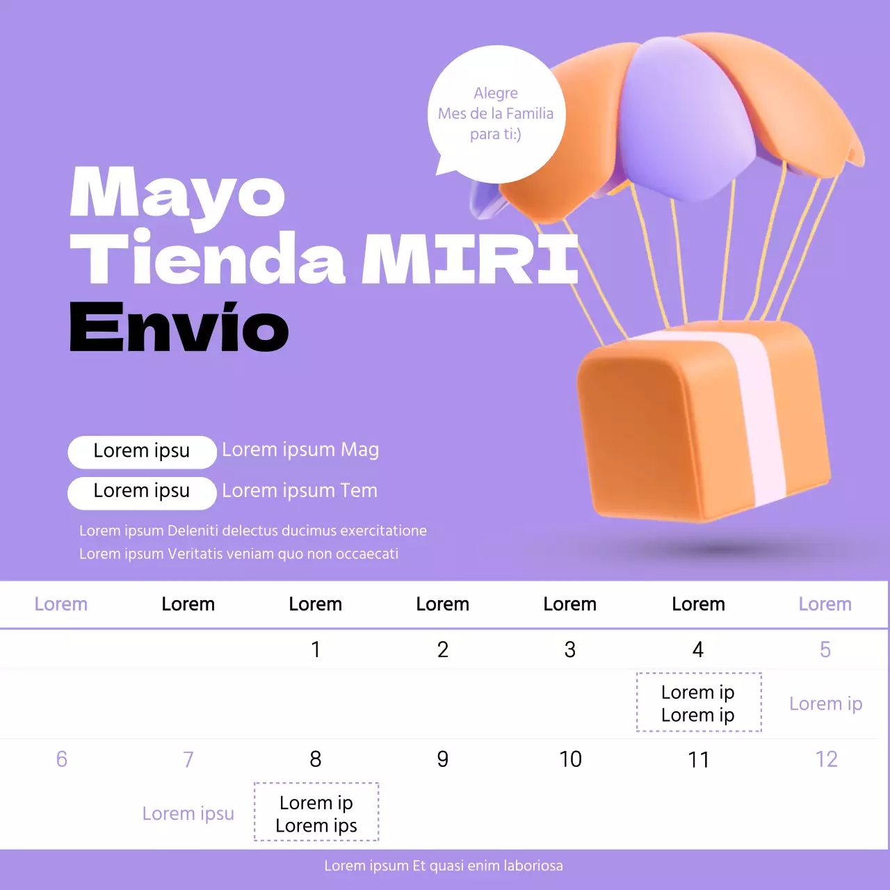 Un simple aviso de entrega en morado y blanco