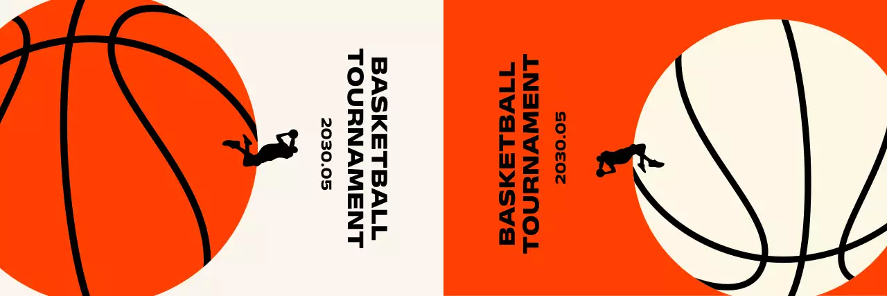 농구하는 사람과 농구공이 있는 심플한 디자인의 농구 대회