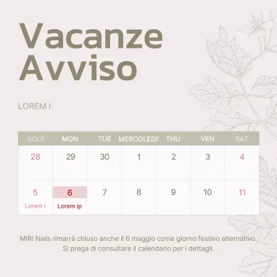 Un salone per unghie minimalista in beige e avorio con un post di guida alle vacanze