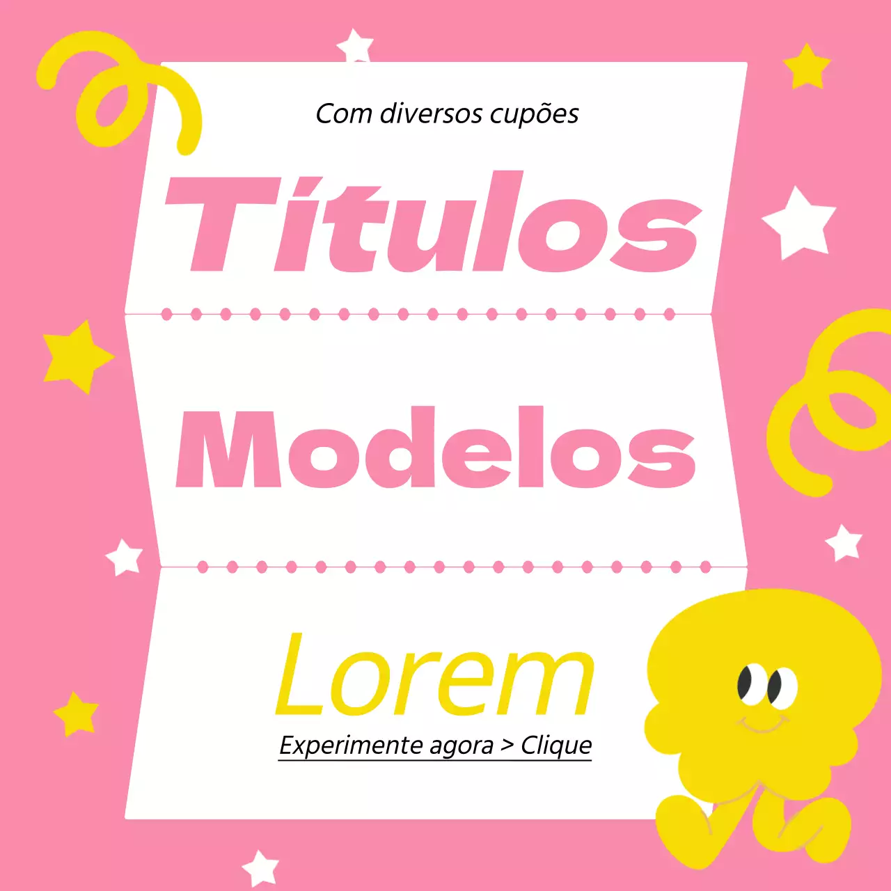 Capa de moldura em forma de cupão em rosa e amarelo