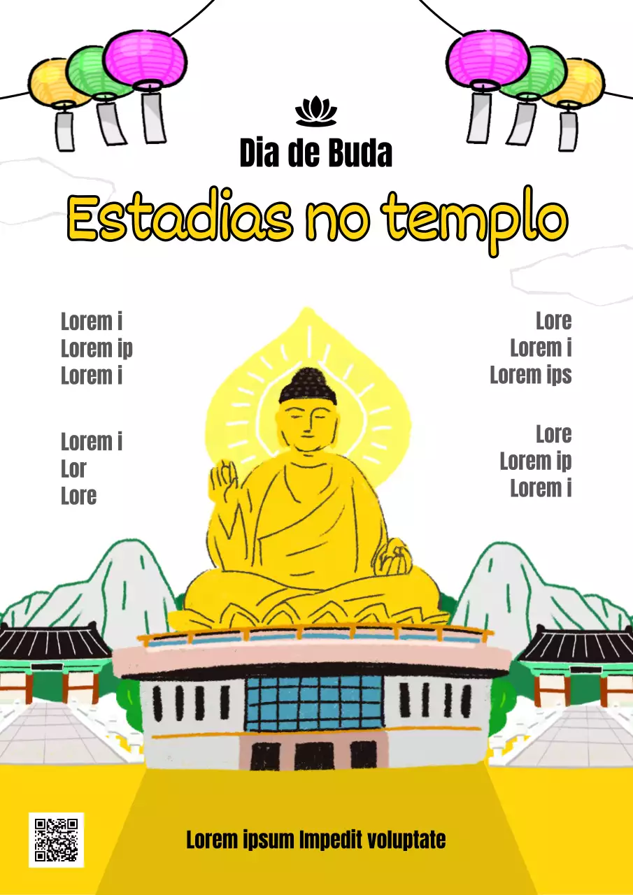 Promover o esquema de cores amarelo e verde da estadia no templo do Ano Novo budista