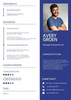 Blauw-witte moderne klantenservice portfolio