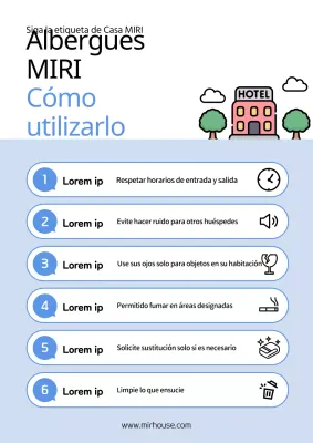 Aviso de alojamiento sencillo en azul y azul claro