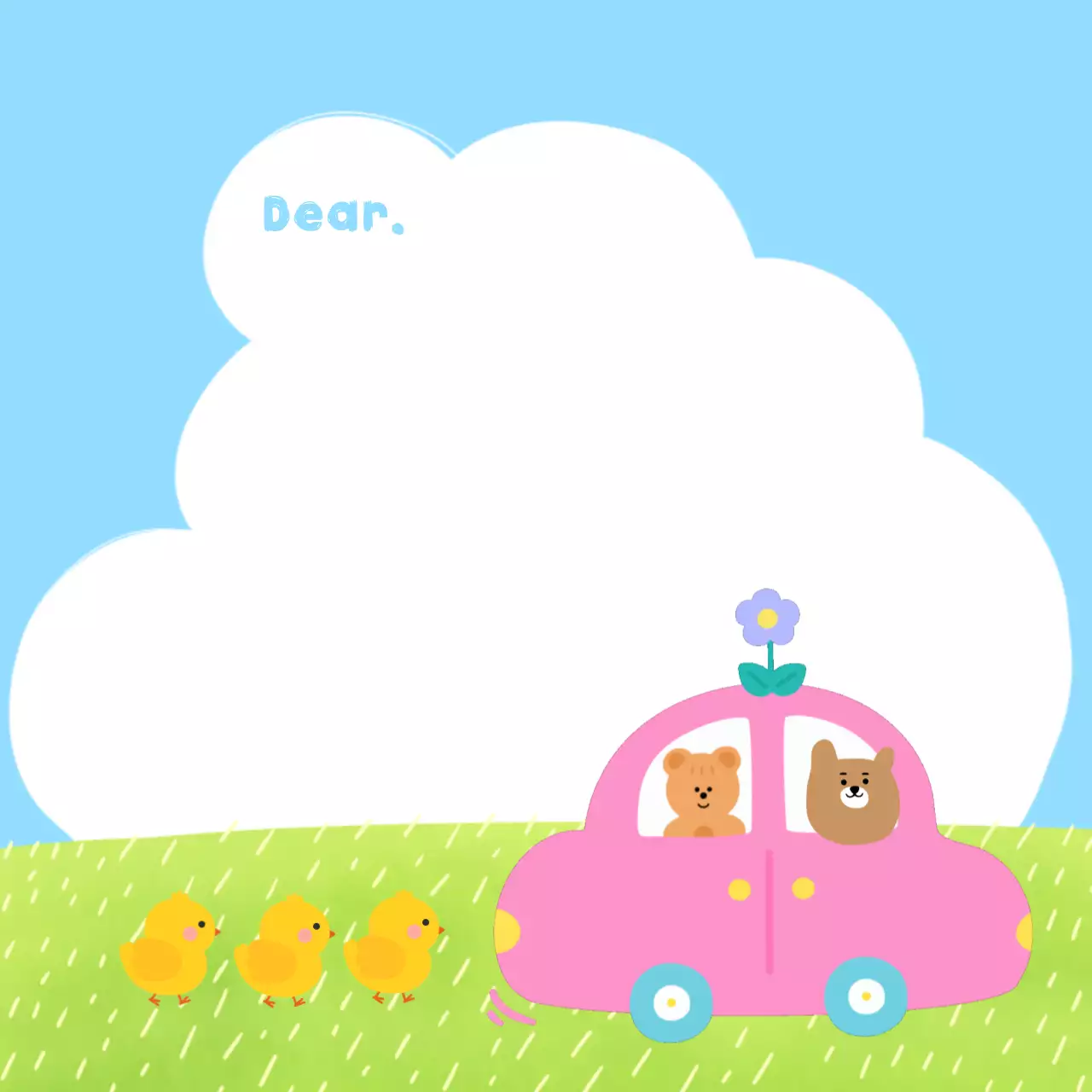 Pink Cute Animal Card Social Media Post