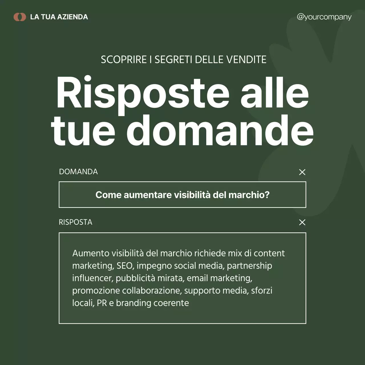 Pubblicità di marketing minimalista in nero e verde