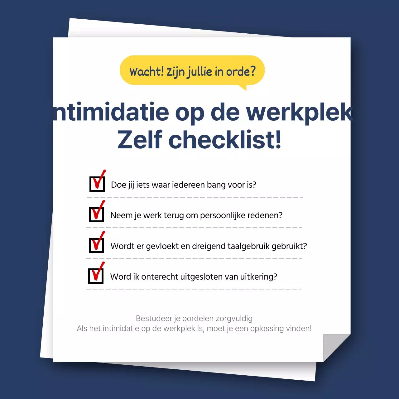 Een eenvoudige arbeidsrechtelijke adviespost in geel en marineblauw