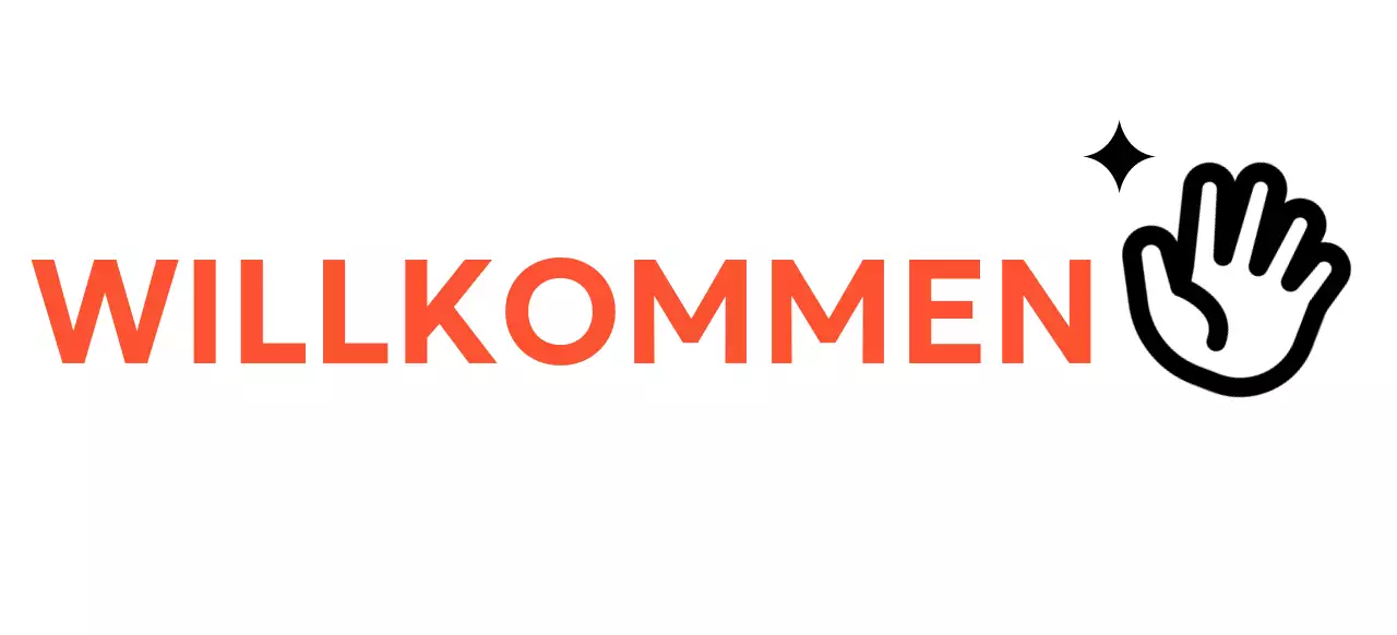 Willkommensdesign mit einem Handsymbol zur Begrüßung