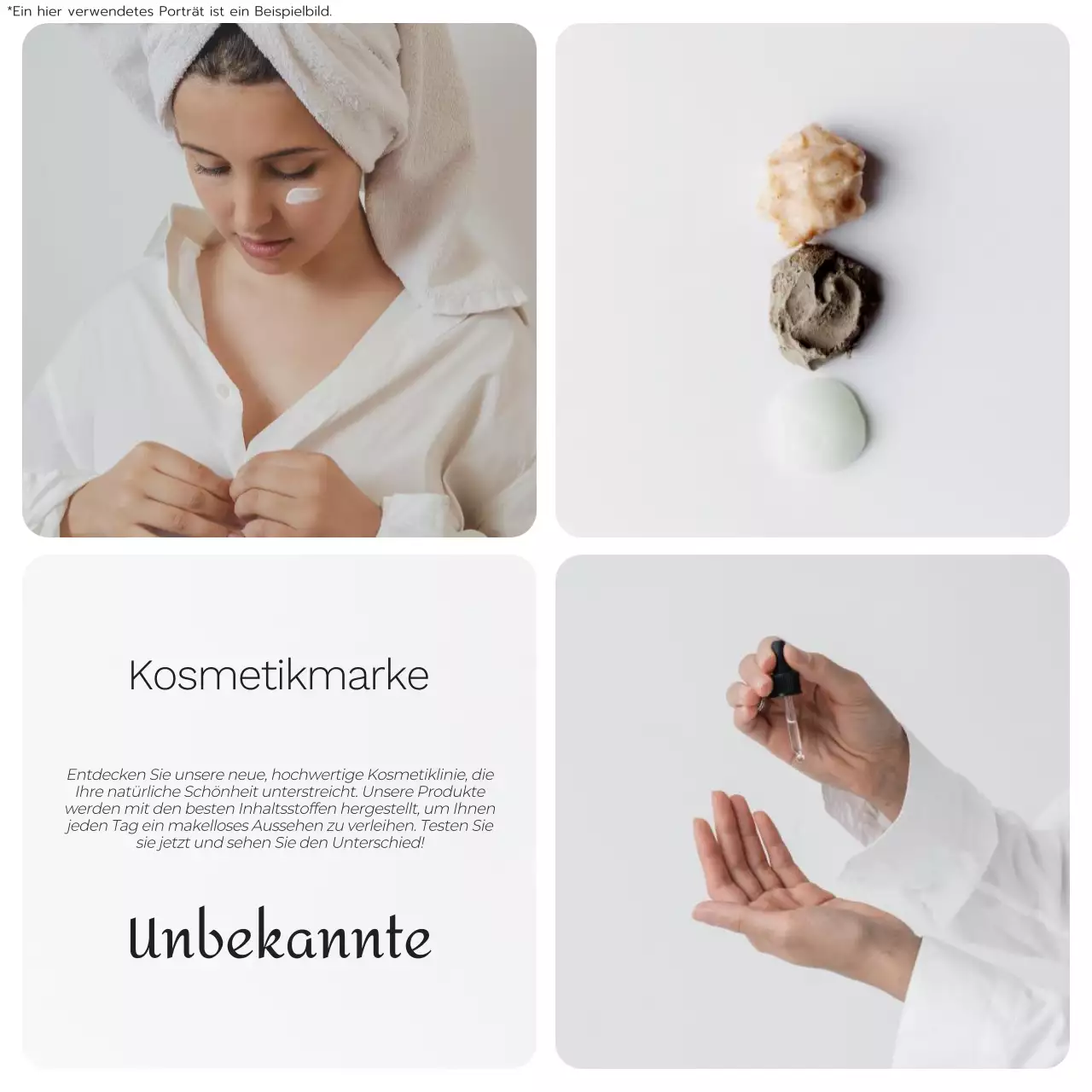 Weiß und Grau Minimal Foto Collage Kosmetik Marke Förderung