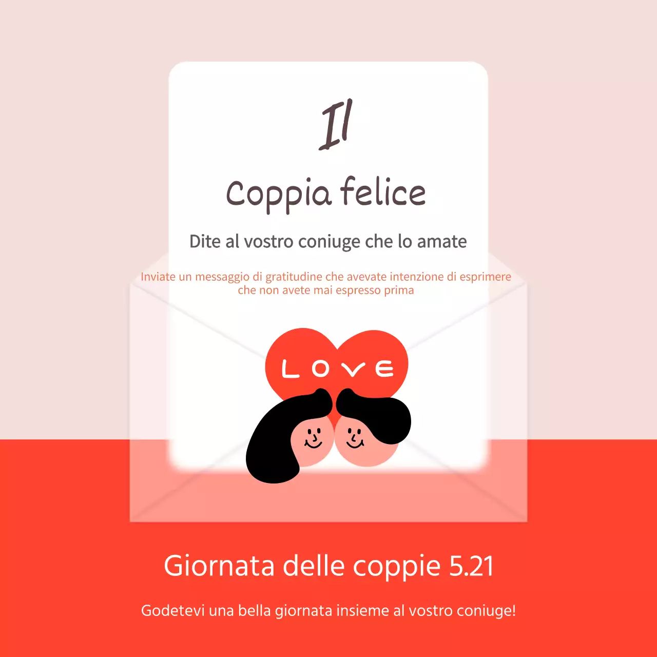 Un semplice annuncio per la festa della coppia in rosso e rosa