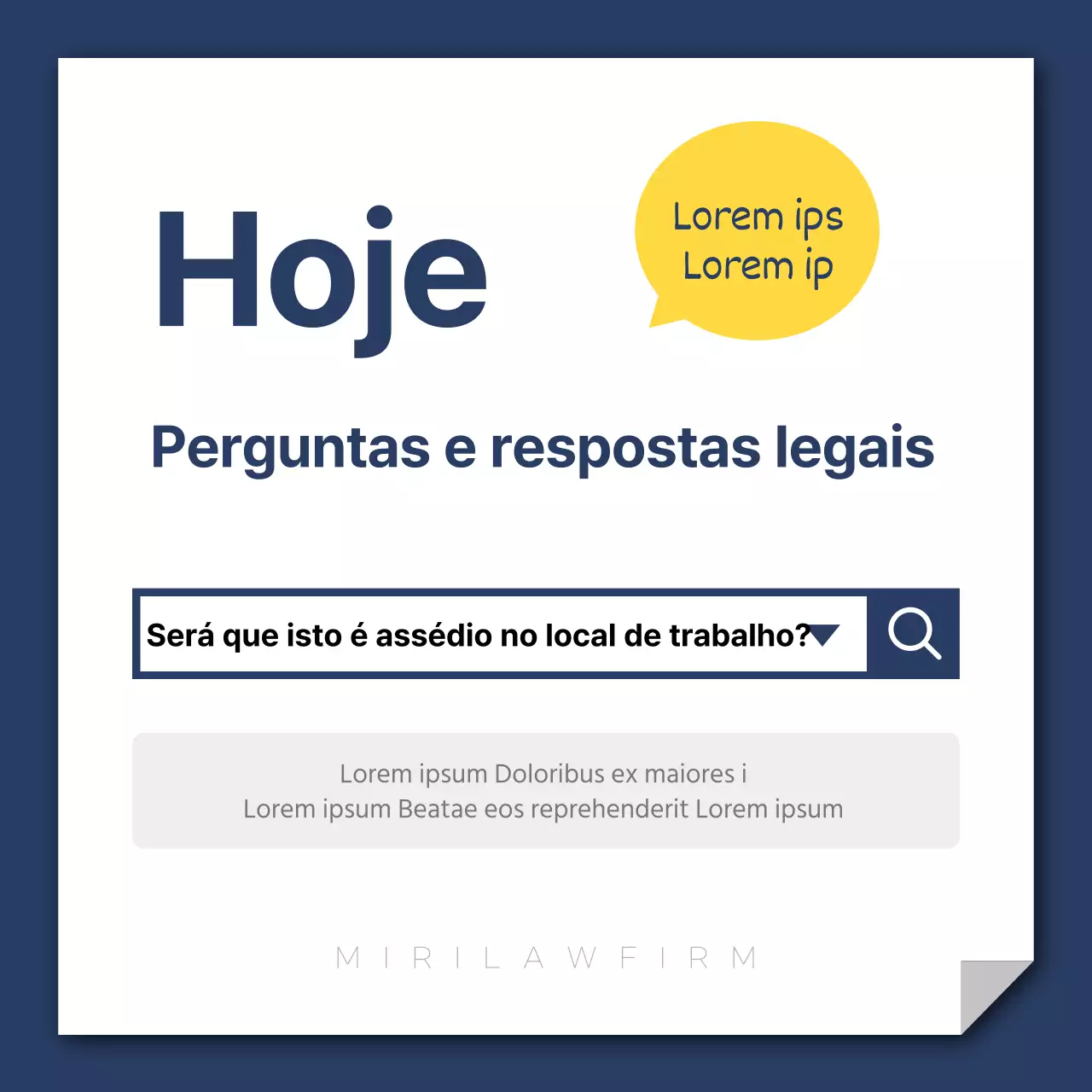 Um simples posto de aconselhamento sobre direito do trabalho em amarelo e azul-marinho