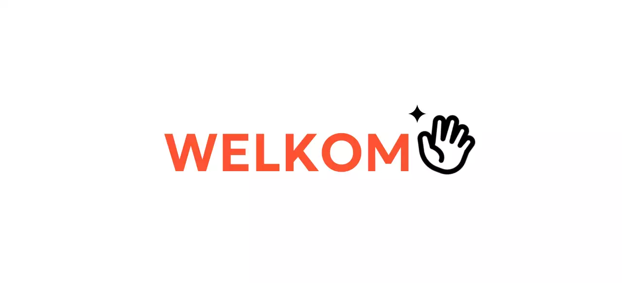 Welkomsontwerp met een groetend handpictogram