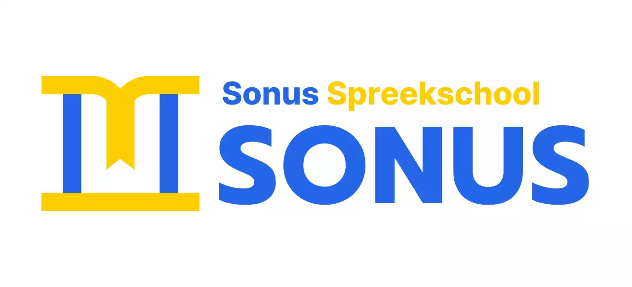 Spraakschool kleurontwerp met pictogram van een podium