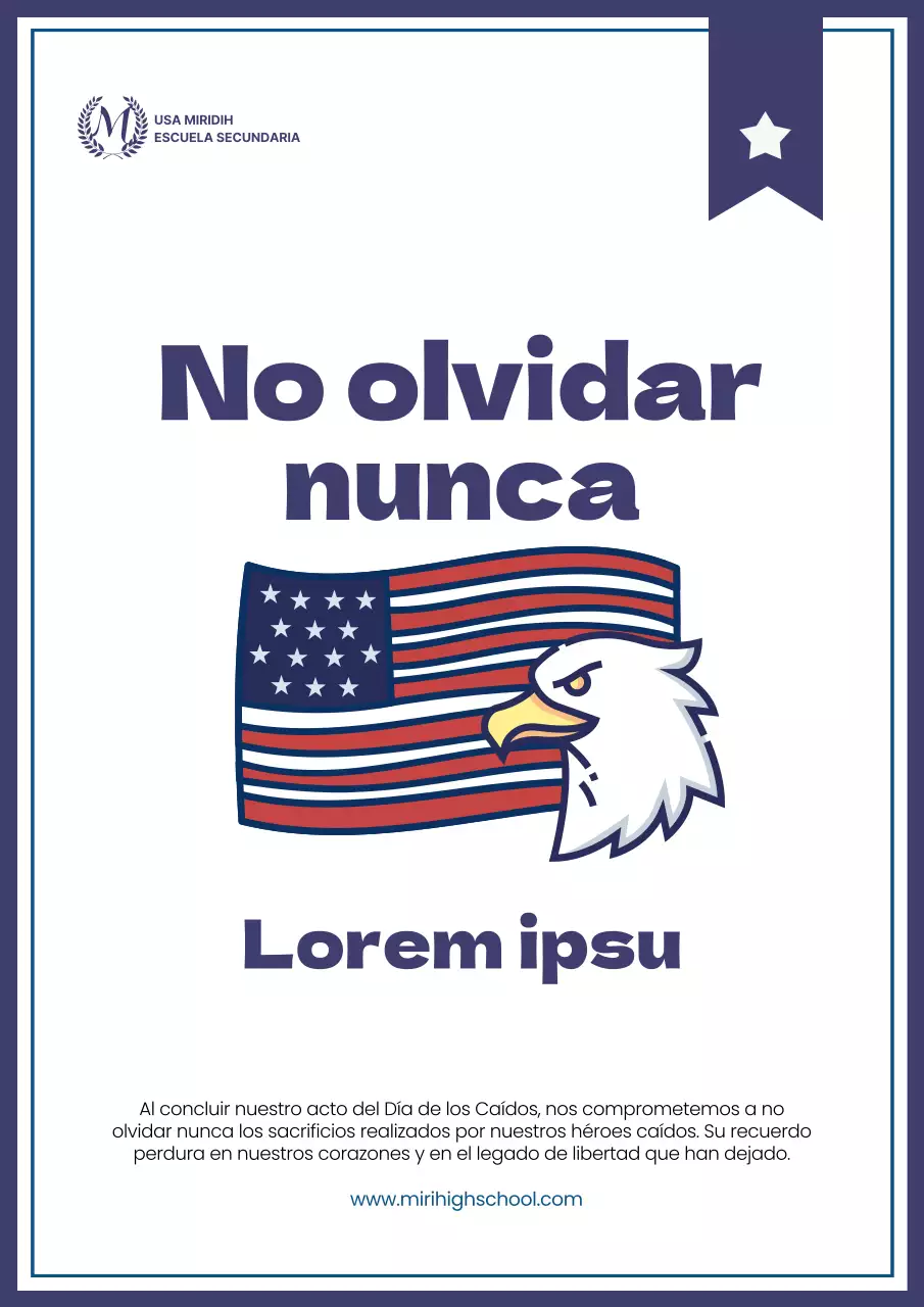 Sencillos anuncios escolares del Día de los Caídos en azul marino y rojo