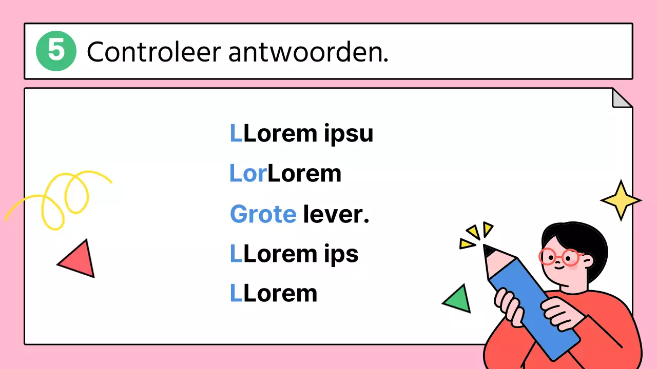 Schattige roze leermiddelen voor taalonderwijs