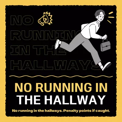 Kitschy yellow, black, and white penalty notices