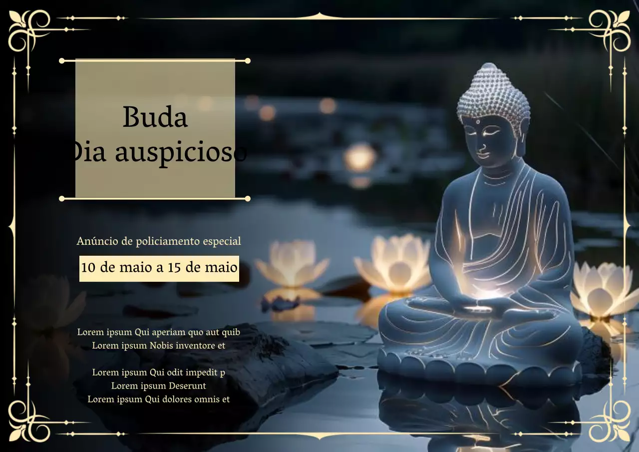 Anúncio de actividades especiais de policiamento para o tradicional esquema de cores amarelo e preto do Dia de Buda