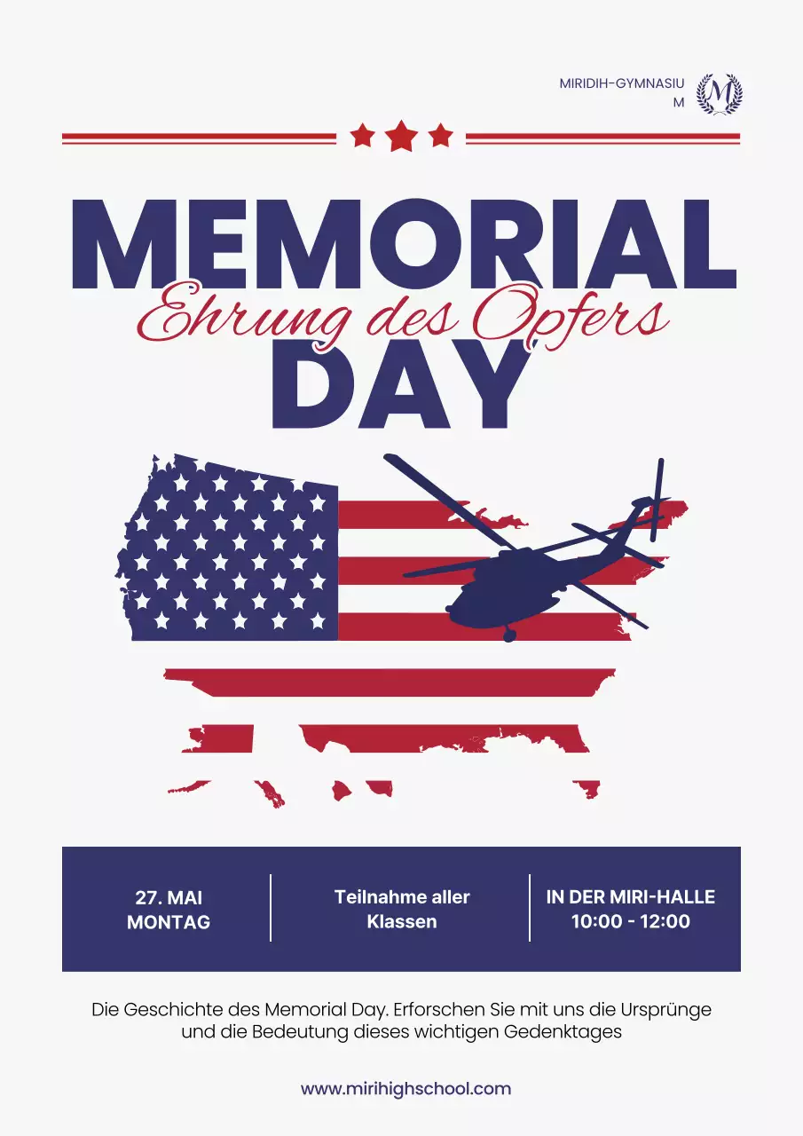 Einfache Ankündigungen für Schulveranstaltungen zum Volkstrauertag in Marine und Rot