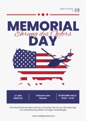 Einfache Ankündigungen für Schulveranstaltungen zum Volkstrauertag in Marine und Rot