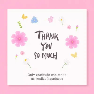 A cute pink and white thank you note for the month of November